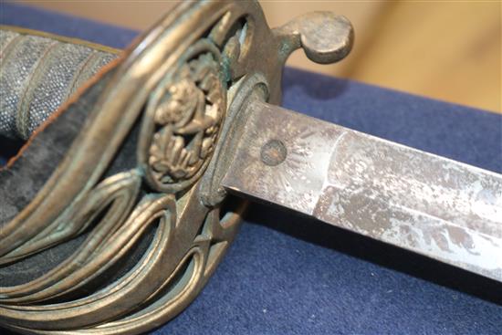 A 19th century silver and shagreen oriental sword and a 19th century dress sword longest 101cm